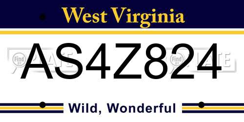 AS4Z824 West Virginia License Plate