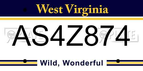 AS4Z874 West Virginia License Plate