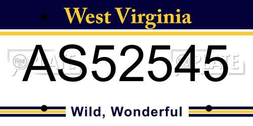 AS52545 West Virginia License Plate