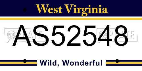 AS52548 West Virginia License Plate