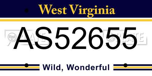 AS52655 West Virginia License Plate