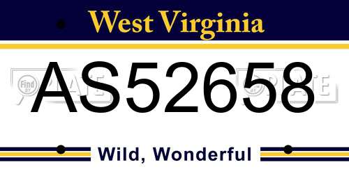 AS52658 West Virginia License Plate