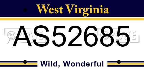 AS52685 West Virginia License Plate