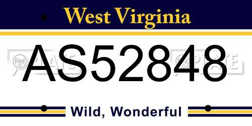 AS52848 West Virginia License Plate