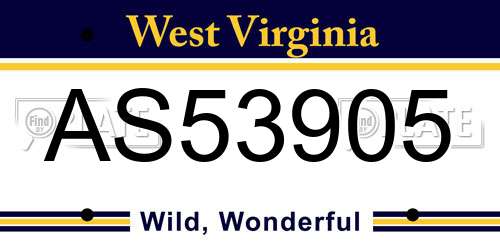 AS53905 West Virginia License Plate