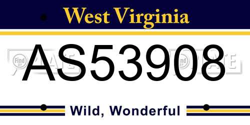 AS53908 West Virginia License Plate