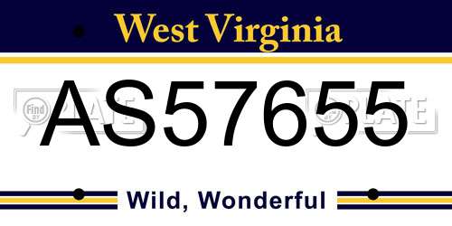 AS57655 West Virginia License Plate