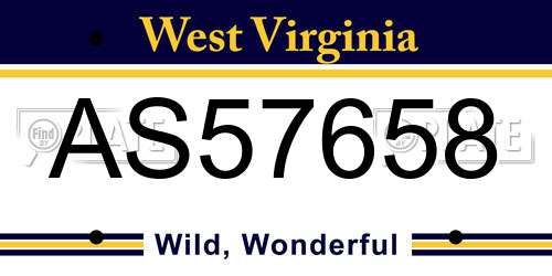 AS57658 West Virginia License Plate