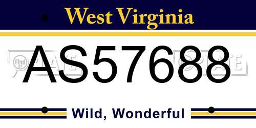 AS57688 West Virginia License Plate