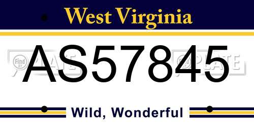 AS57845 West Virginia License Plate