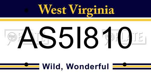 AS5I810 West Virginia License Plate