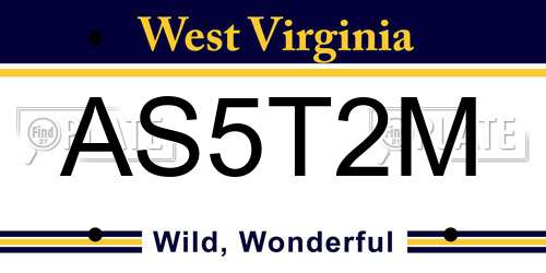 AS5T2M West Virginia License Plate