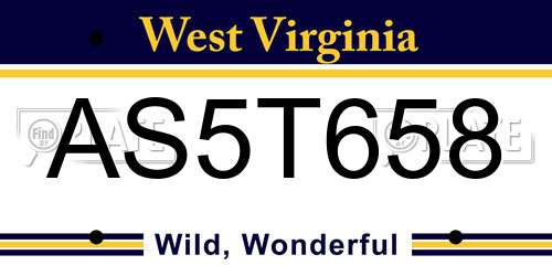 AS5T658 West Virginia License Plate