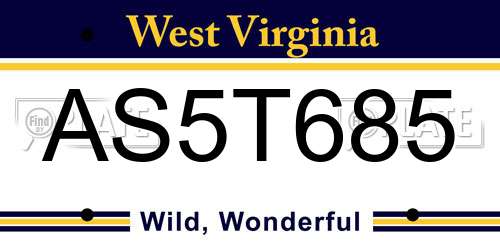 AS5T685 West Virginia License Plate