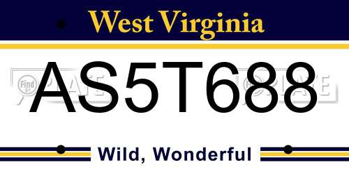 AS5T688 West Virginia License Plate