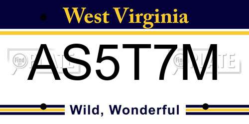 AS5T7M West Virginia License Plate