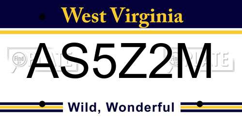 AS5Z2M West Virginia License Plate