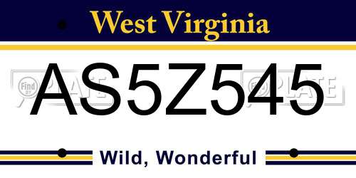AS5Z545 West Virginia License Plate