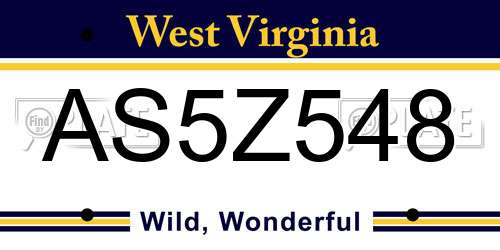 AS5Z548 West Virginia License Plate