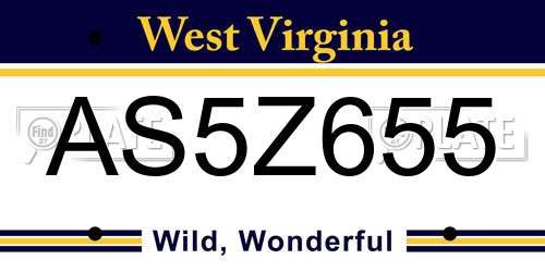AS5Z655 West Virginia License Plate