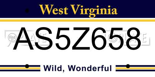 AS5Z658 West Virginia License Plate