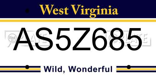 AS5Z685 West Virginia License Plate
