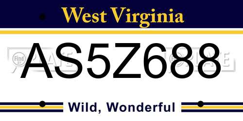 AS5Z688 West Virginia License Plate