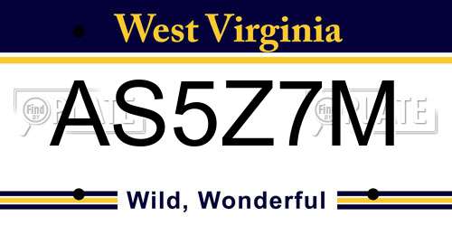 AS5Z7M West Virginia License Plate