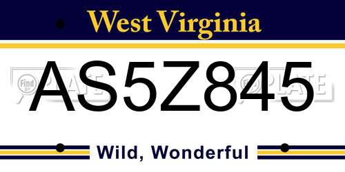 AS5Z845 West Virginia License Plate