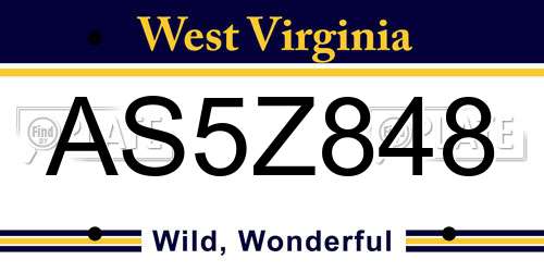 AS5Z848 West Virginia License Plate