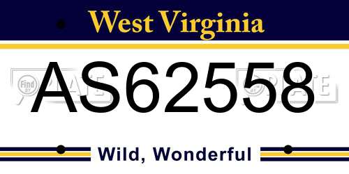 AS62558 West Virginia License Plate