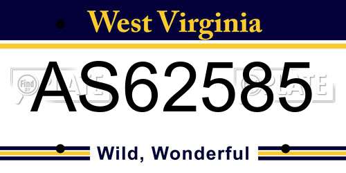 AS62585 West Virginia License Plate