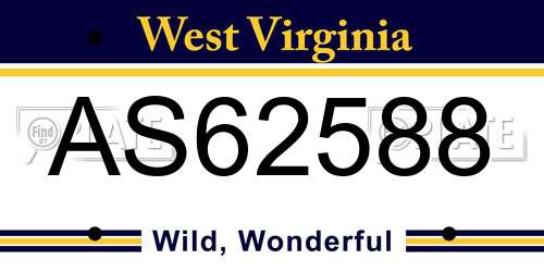AS62588 West Virginia License Plate