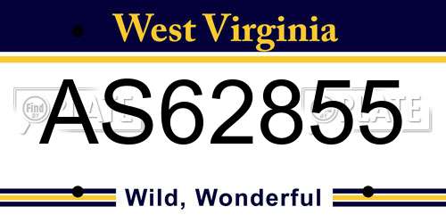 AS62855 West Virginia License Plate
