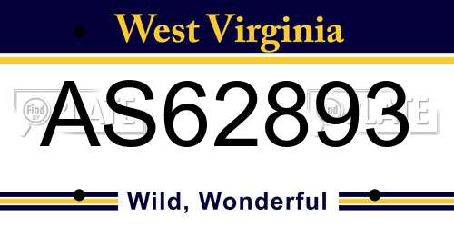 AS62893 West Virginia License Plate