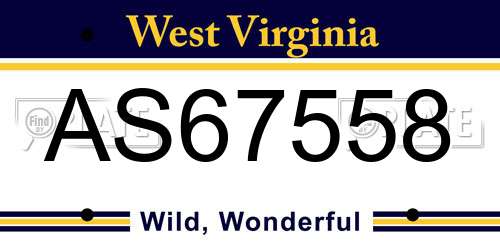 AS67558 West Virginia License Plate