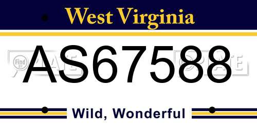 AS67588 West Virginia License Plate