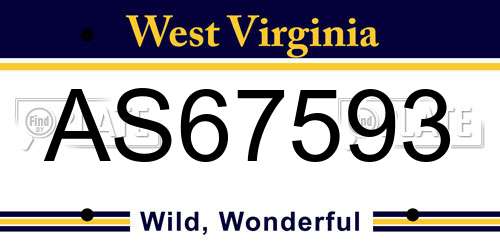 AS67593 West Virginia License Plate