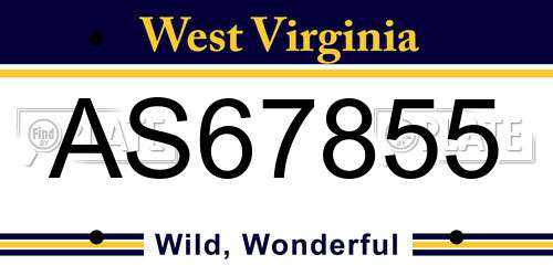 AS67855 West Virginia License Plate