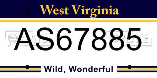 AS67885 West Virginia License Plate
