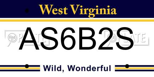 AS6B2S West Virginia License Plate