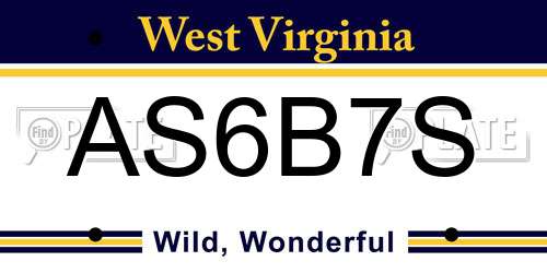 AS6B7S West Virginia License Plate