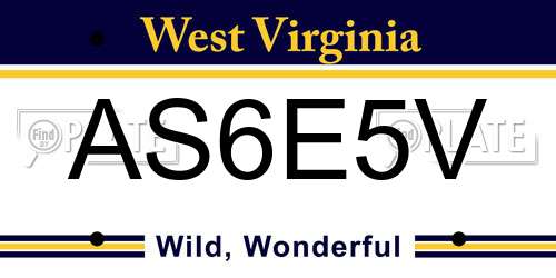 AS6E5V West Virginia License Plate