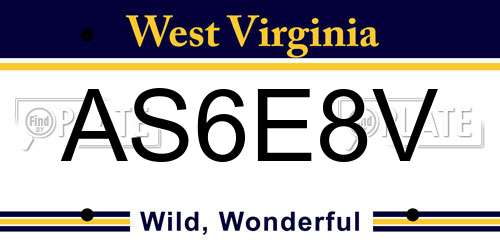 AS6E8V West Virginia License Plate