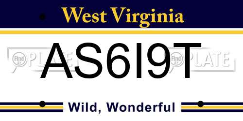 AS6I9T West Virginia License Plate