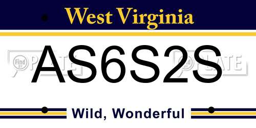 AS6S2S West Virginia License Plate