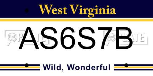 AS6S7B West Virginia License Plate