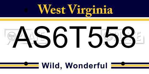 AS6T558 West Virginia License Plate