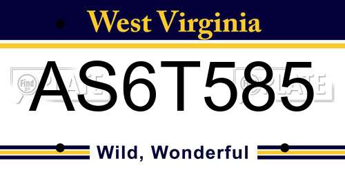 AS6T585 West Virginia License Plate