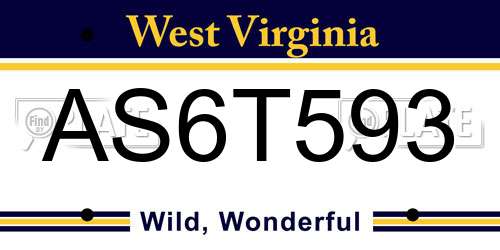 AS6T593 West Virginia License Plate